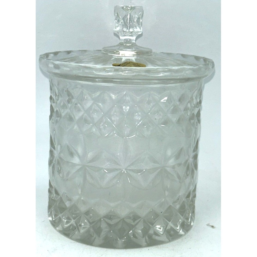 Vtg SHAMROCK Biscuit Barrel Jar 24% Lead‎ Crystal Yugoslavia 1987 NIB